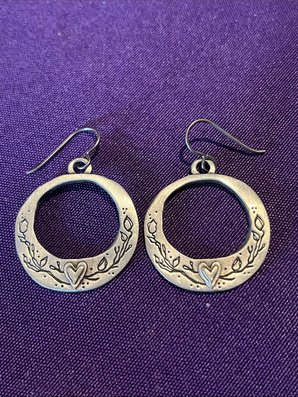 Lisa Leonard Silver Heart Floral Hoop Earrings - Women Jewelry